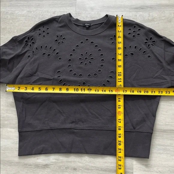 Rails Alice Eyelet Sweatshirt Soft Girl Coquette Cozy Pullover Women M Crew Neck - Picture 9 of 14